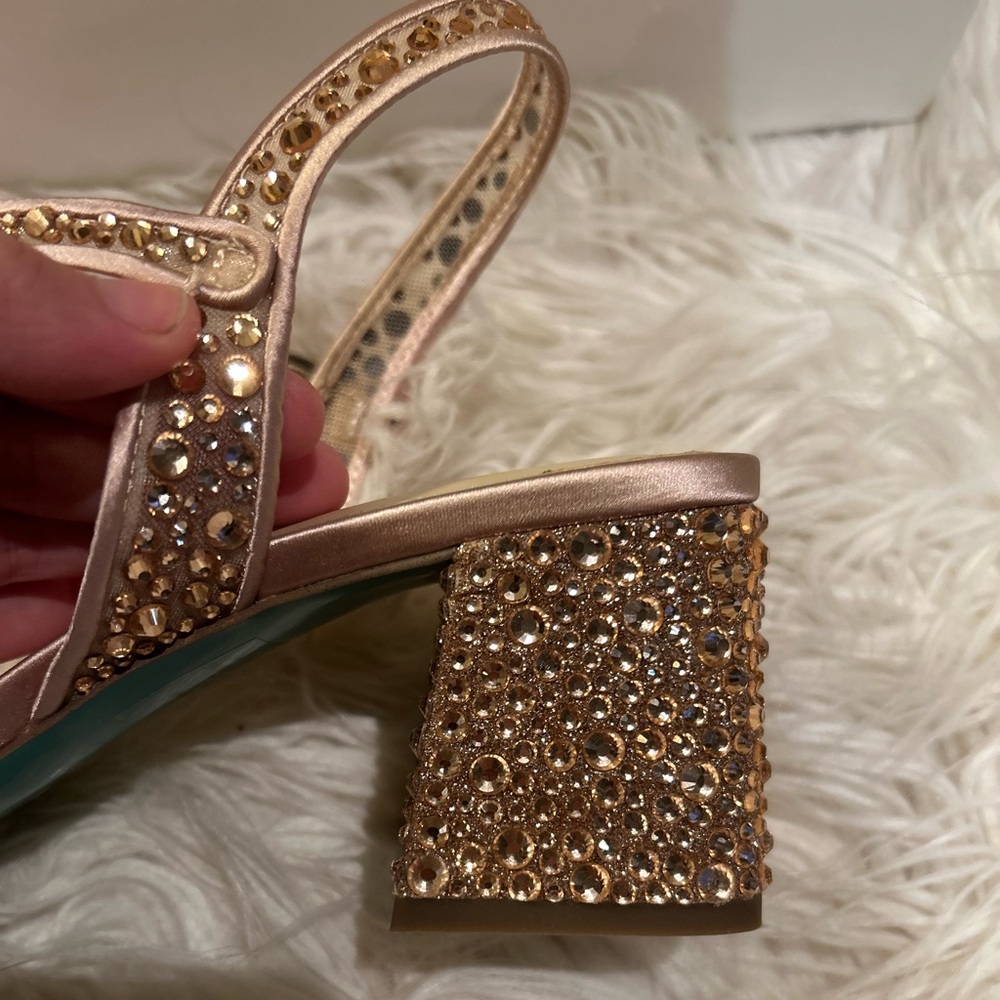 Women's Betsey Johnson Otis Rhinestone Block Heel Sandals - Picture 3 of 9